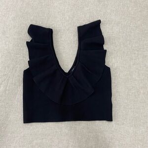 Express Women's  Knit Cropped Top, Size L, Color Black